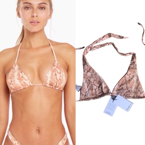 VITAMIN A GIA TRIANGLE CONVERTIBLE BIKINI TOP WOMEN COLOR SAND SIZE 6/S - Picture 1 of 5